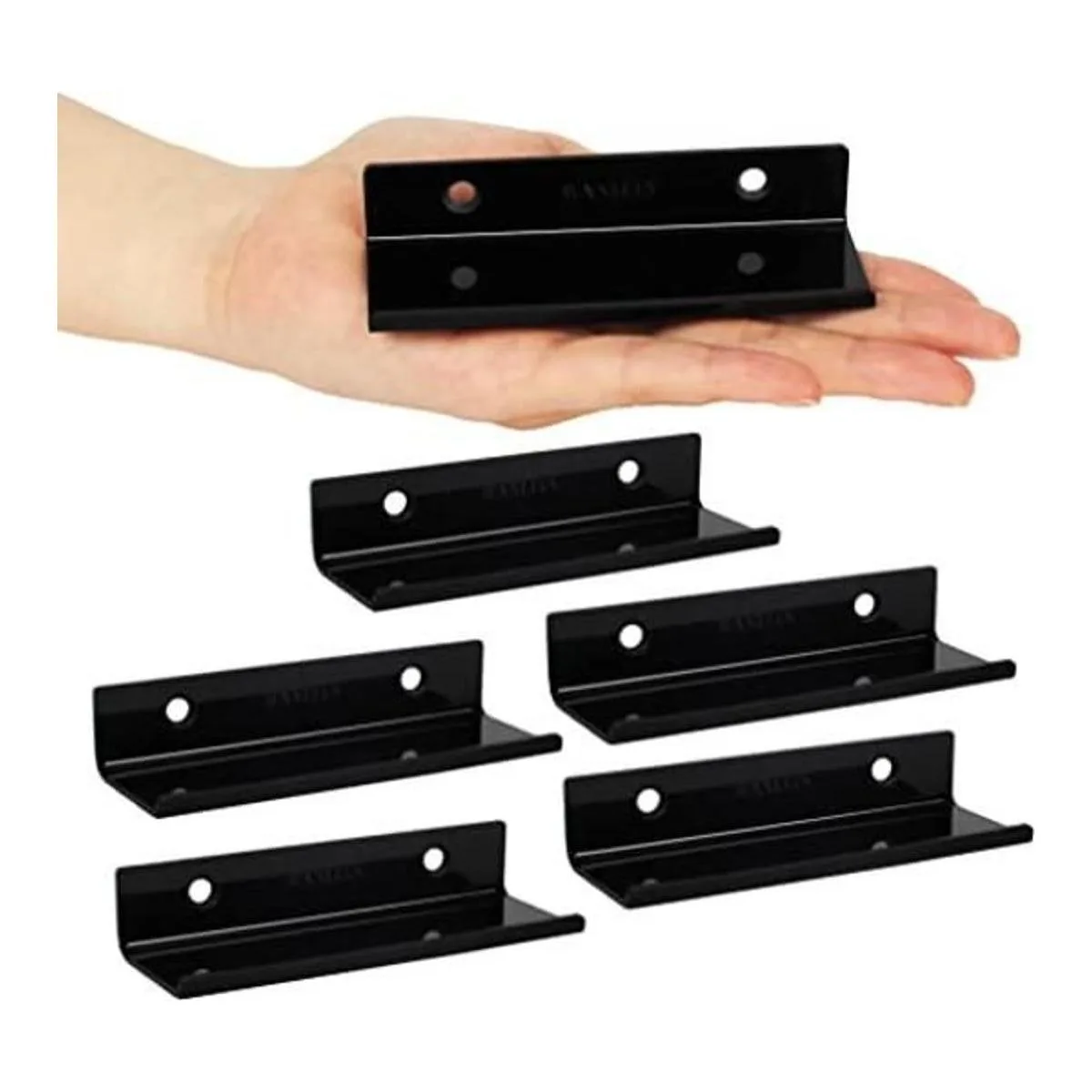 Estante de vinilo negro 6 unidades soporte de pared_1