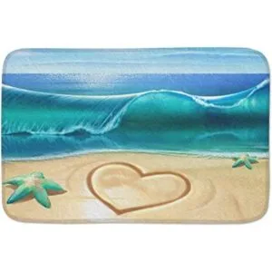 Alfombra de baño con diseño de amor en la playa alfombra_1