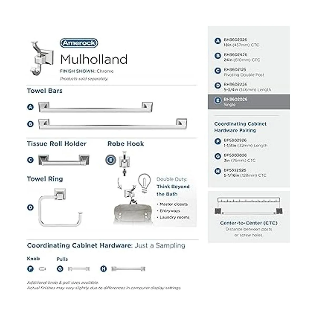 Amerock Gancho de bata individual Cromo Mulholland_4