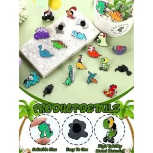 Juego de 20 broches de esmalte con diseño de dinosaurio_3
