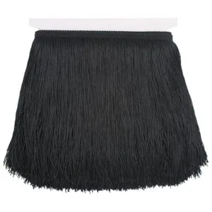 Nonmol Borde de flecos negros con borlas borde de_1