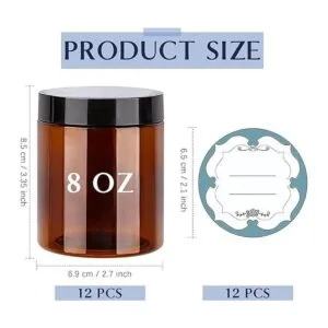 Qeirudu Tarros de plástico ámbar de 8 onzas con tapas y_2