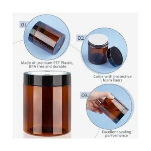 Qeirudu Tarros de plástico ámbar de 8 onzas con tapas y_3