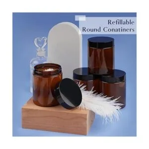 Qeirudu Tarros de plástico ámbar de 8 onzas con tapas y_4