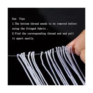 Nonmol Borde de flecos negros con borlas borde de_7