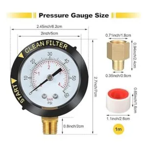 Kit de 2 manómetros de presión de piscina con esfera de 2_2
