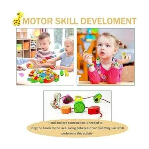 Intsinzi 46 cuentas Montessori de madera con cordones para_4