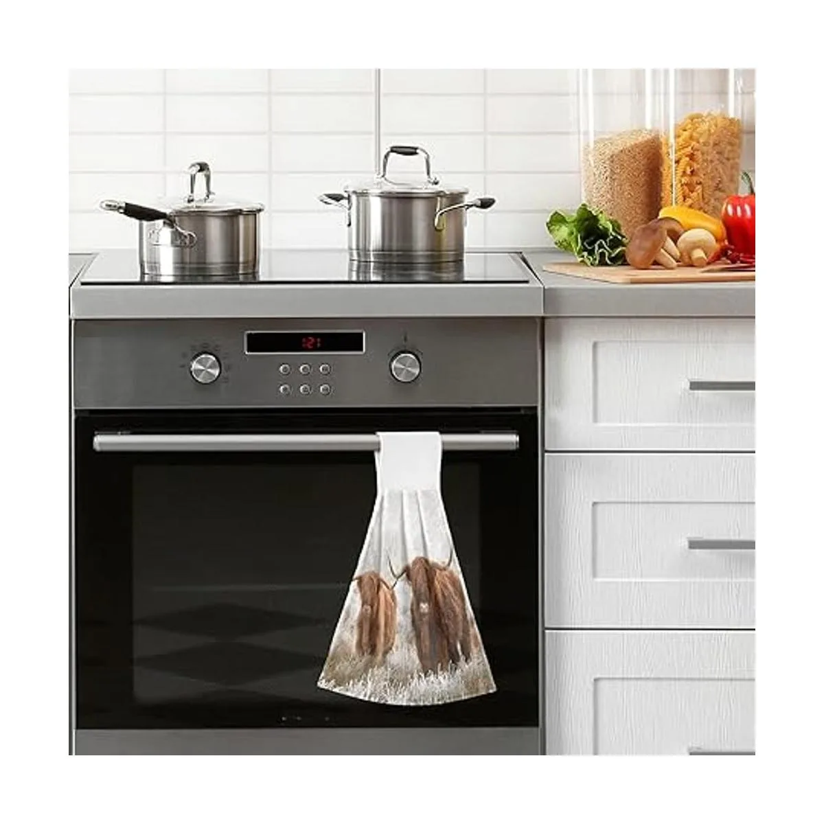 Toalla de mano de cocina de vaca escocesa 2 piezas súper_5