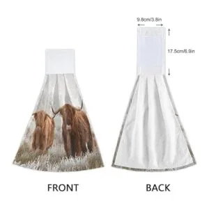 Toalla de mano de cocina de vaca escocesa 2 piezas súper_3