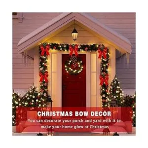 6 piezas de lazo de Navidad a cuadros con cono de pino_3