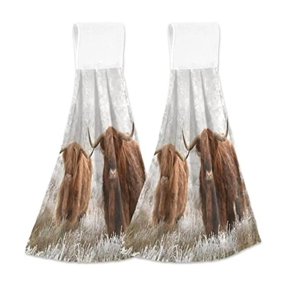 Toalla de mano de cocina de vaca escocesa 2 piezas súper_1