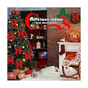 6 piezas de lazo de Navidad a cuadros con cono de pino_5