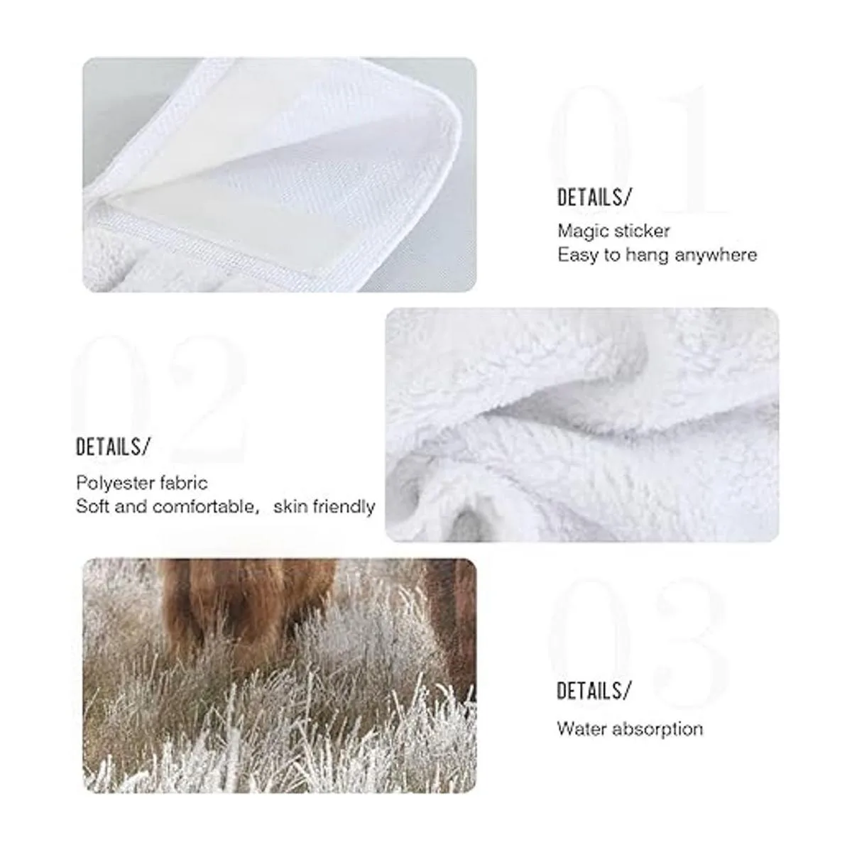 Toalla de mano de cocina de vaca escocesa 2 piezas súper_4