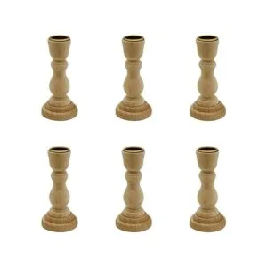 Candelabros de madera sin terminar de 4 pulgadas de alto_2