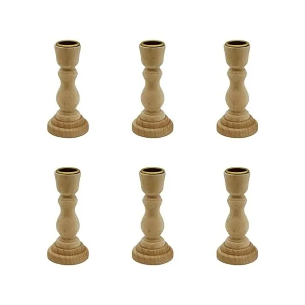 Candelabros de madera sin terminar de 4 pulgadas de alto_2