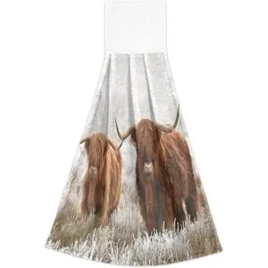 Toalla de mano de cocina de vaca escocesa 2 piezas súper_7