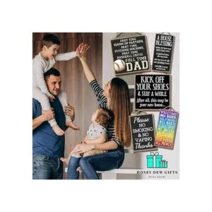 Honey Dew Gifts Cartel decorativo de madera con texto en_6