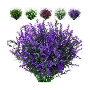 Paquete de 8 plantas artificiales flores hierba_1