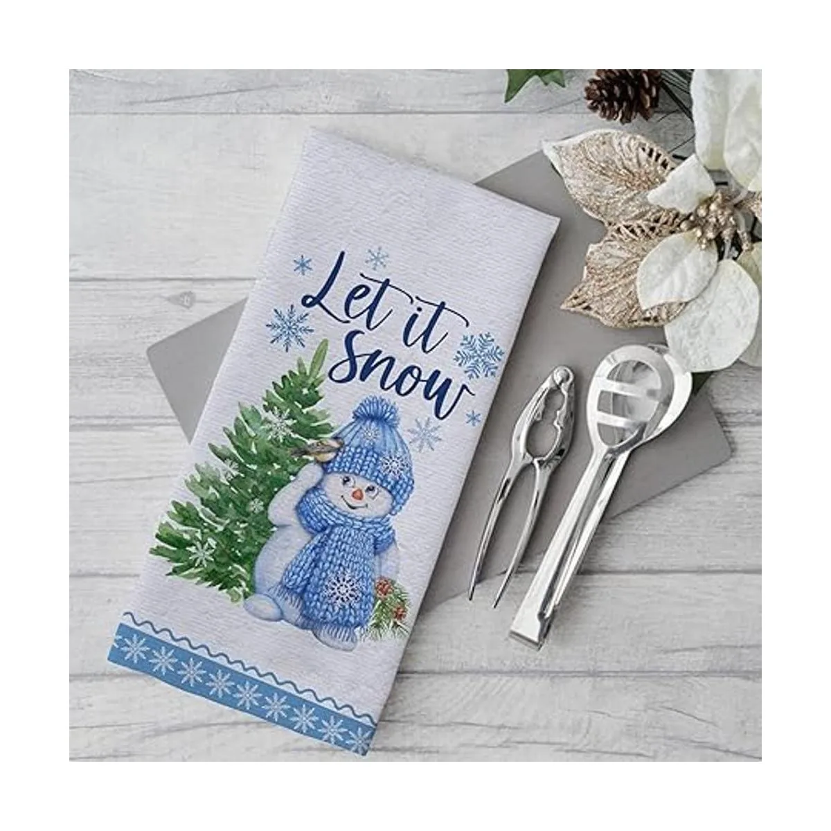 Seliem Winter Let it Snow Snowman Juego de 2 toallas de_4