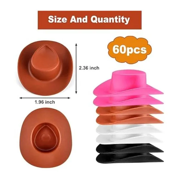 60 piezas de plástico mini sombreros de vaquero_2