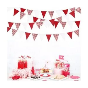 Decoración de fiesta roja de 32 pies diseño a cuadros_3
