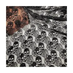 Tela de encaje de calavera negra 59 x 72 pulgadas encaje_5