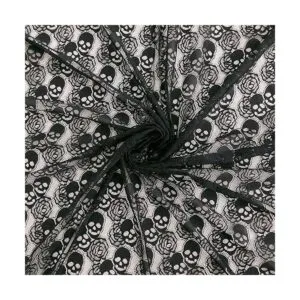 Tela de encaje de calavera negra 59 x 72 pulgadas encaje_6