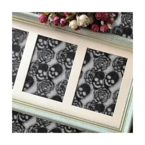 Tela de encaje de calavera negra 59 x 72 pulgadas encaje_3