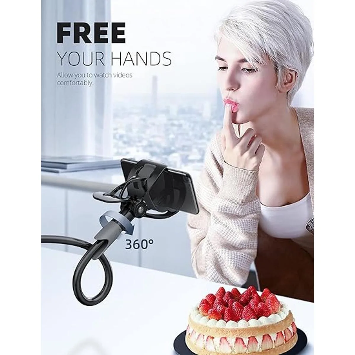 Lamicall Soporte para teléfono para cama con cuello de_2