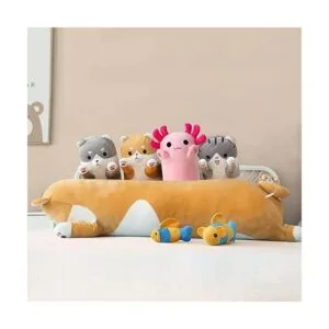 PEACH CAT Almohada de peluche de axolote largo rosa de 20_7