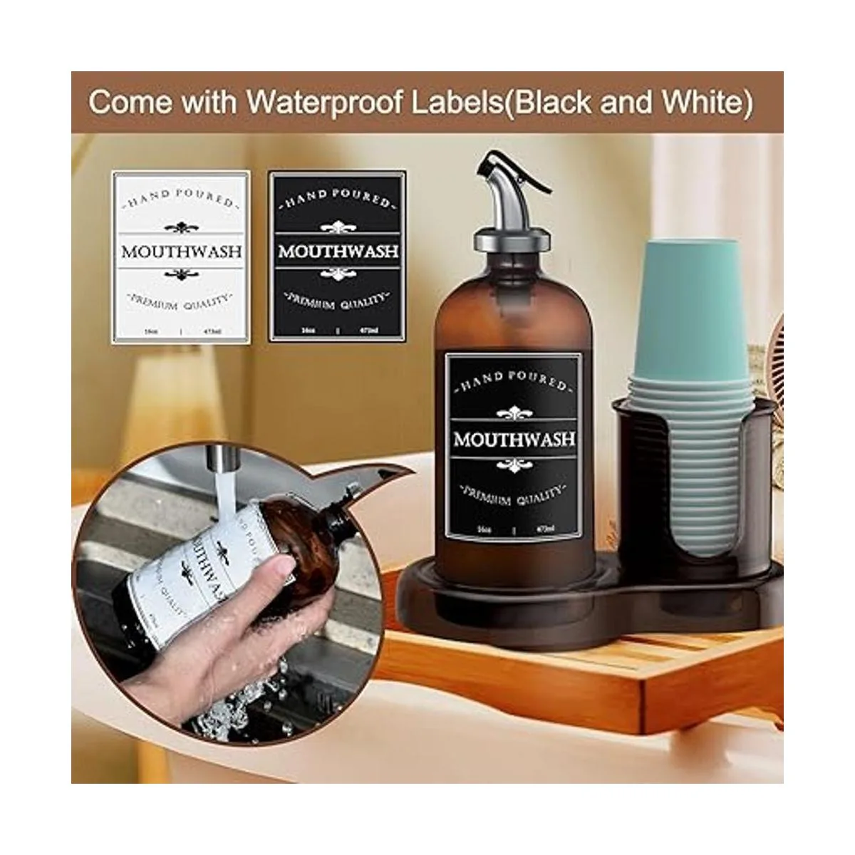 Dispensador de enjuague bucal de vidrio ámbar con_3