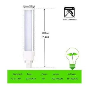 ESimpo 2pcs 7W G23 GX23 LED Bombilla 2 Pin LED PL Retrofit_2