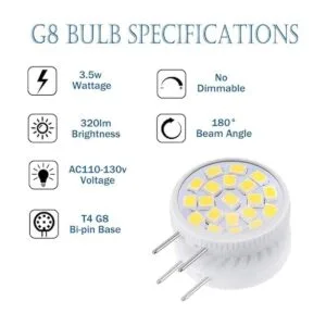 Bombilla LED G8 de 35 W equivalente a bombilla halógena_2
