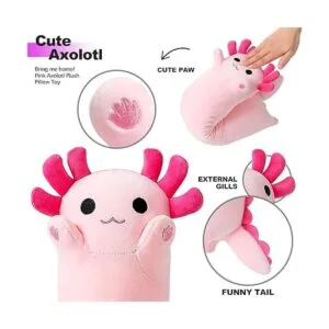 PEACH CAT Almohada de peluche de axolote largo rosa de 20_3