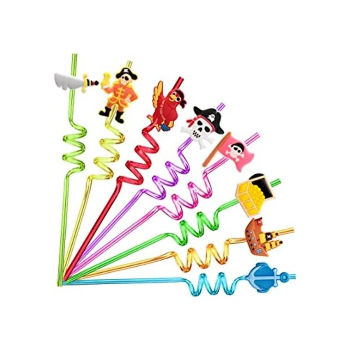 24 popotes de plástico reutilizables para fiestas de_1