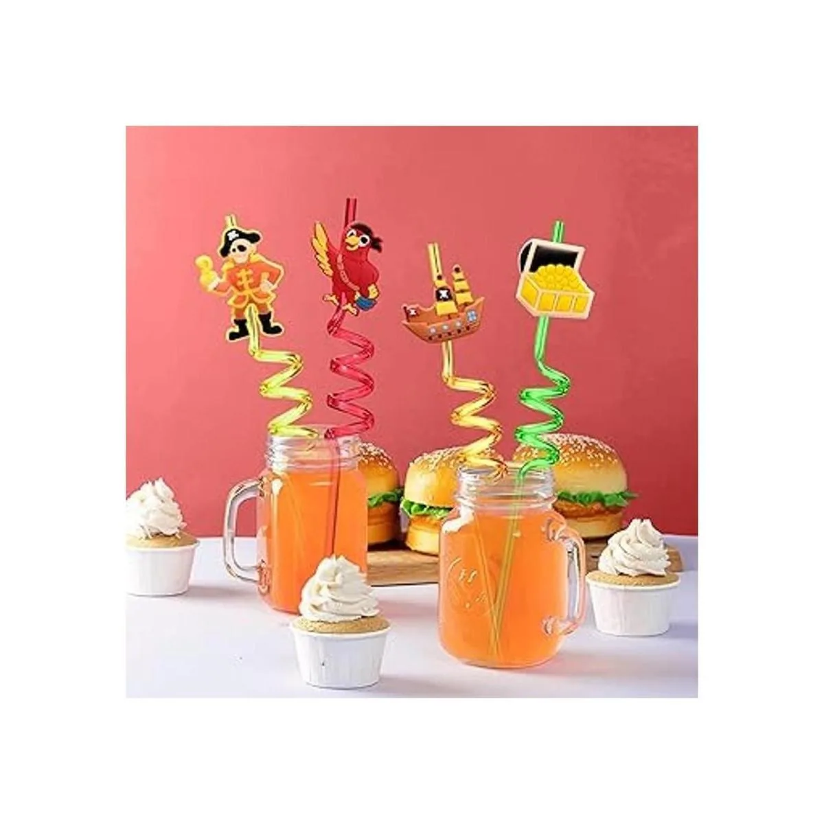 24 popotes de plástico reutilizables para fiestas de_3