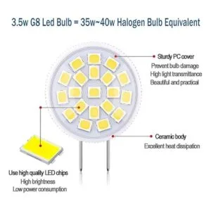 Bombilla LED G8 de 35 W equivalente a bombilla halógena_4