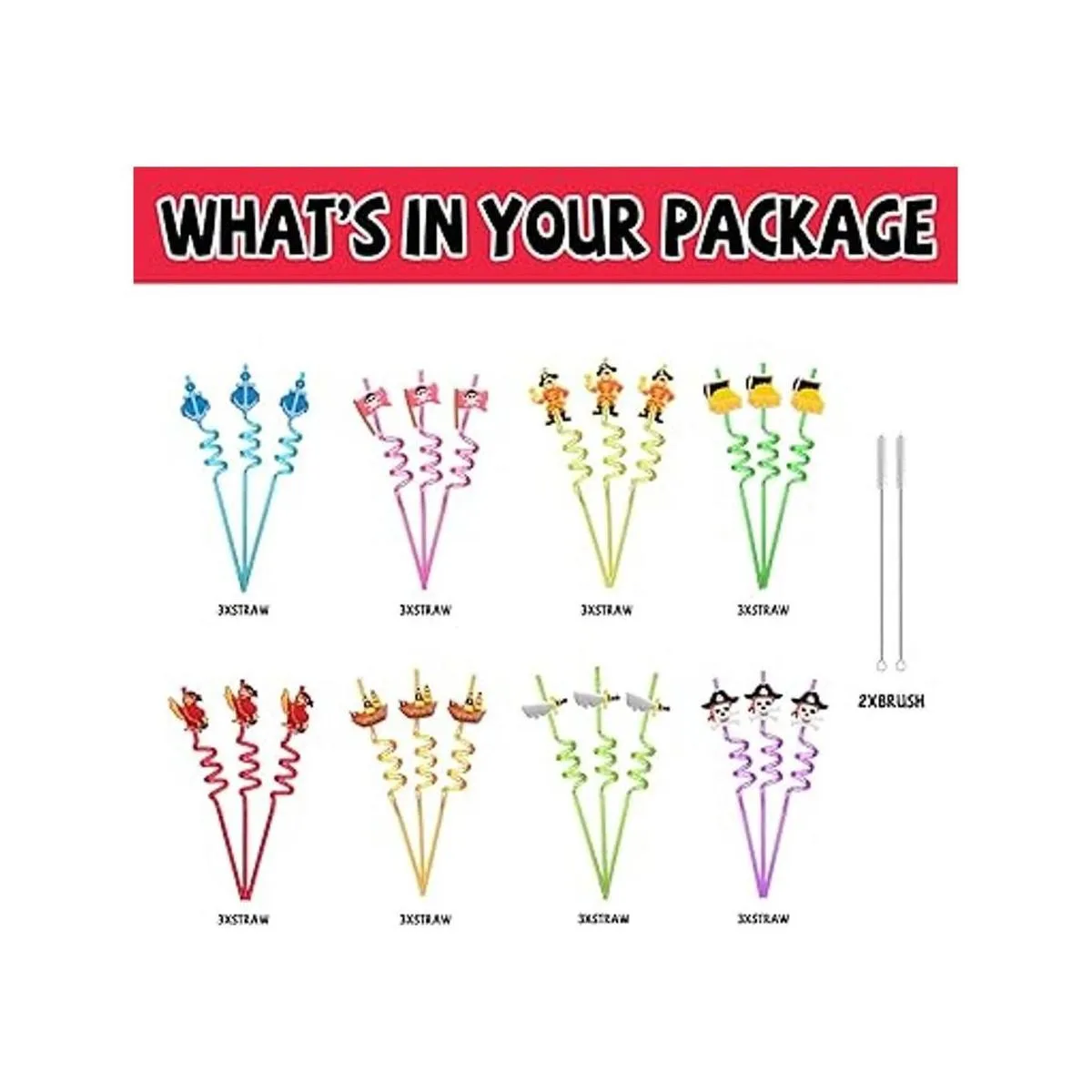 24 popotes de plástico reutilizables para fiestas de_4