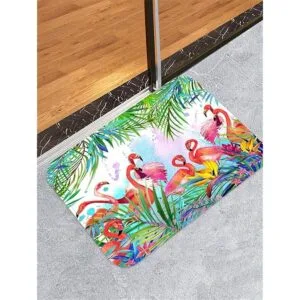 Flamingo Alfombras de baño con flamencos con hojas de_5