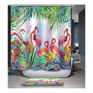 Flamingo Alfombras de baño con flamencos con hojas de_7
