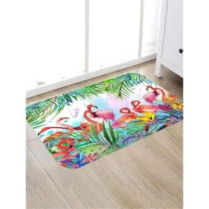 Flamingo Alfombras de baño con flamencos con hojas de_6