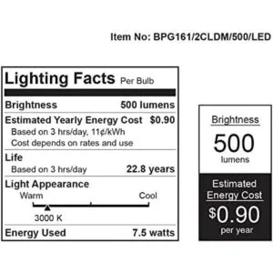 Feit Electric Feit BPG1612CLDM500LED 60W equivalente a_3
