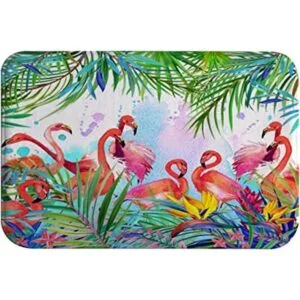 Flamingo Alfombras de baño con flamencos con hojas de_1