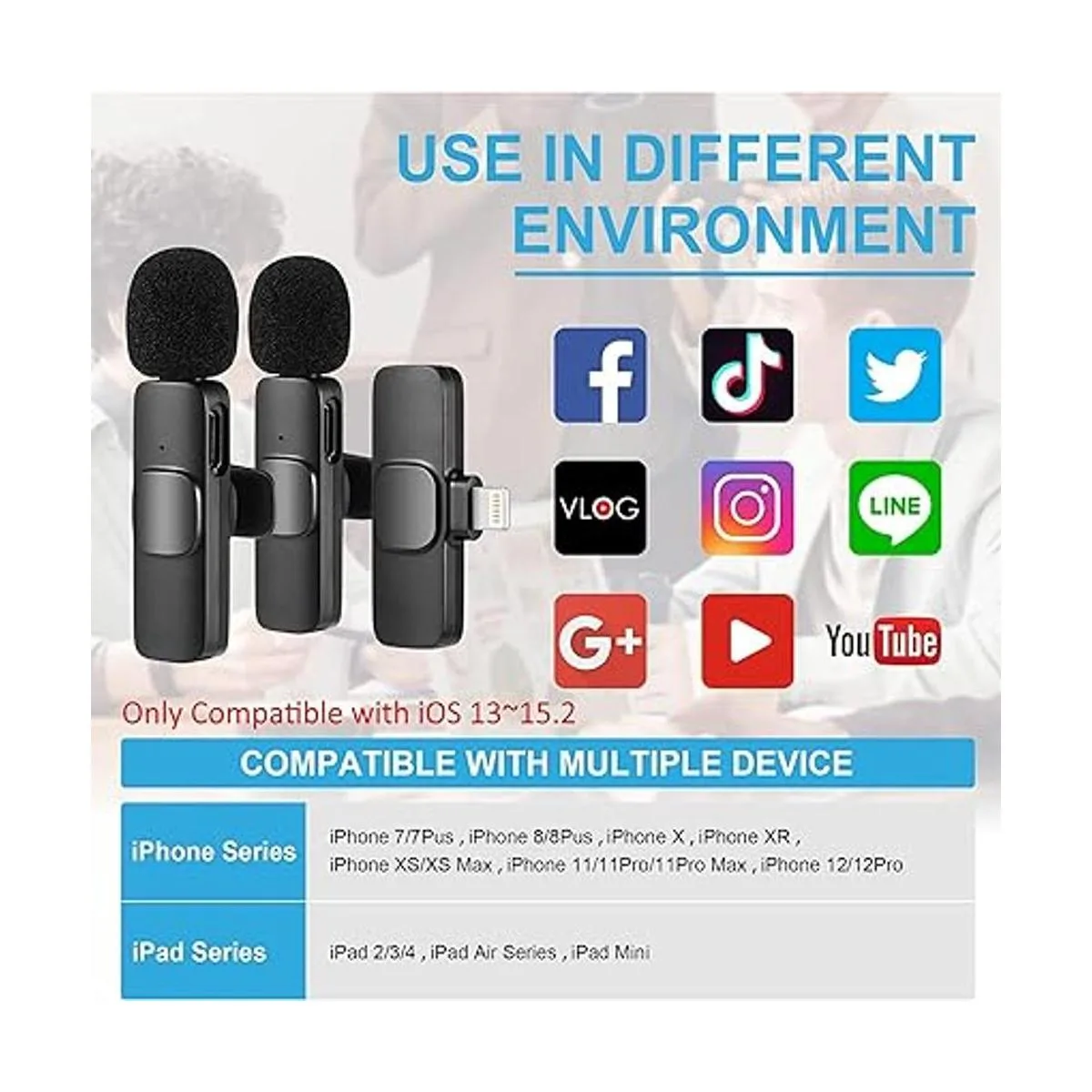 Micrófono inalámbrico para iPhone iPad micrófono Lavalier_2