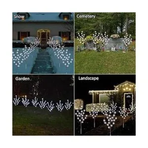 Juego de 4 piezas de 80 luces LED solares de copo de nieve_6