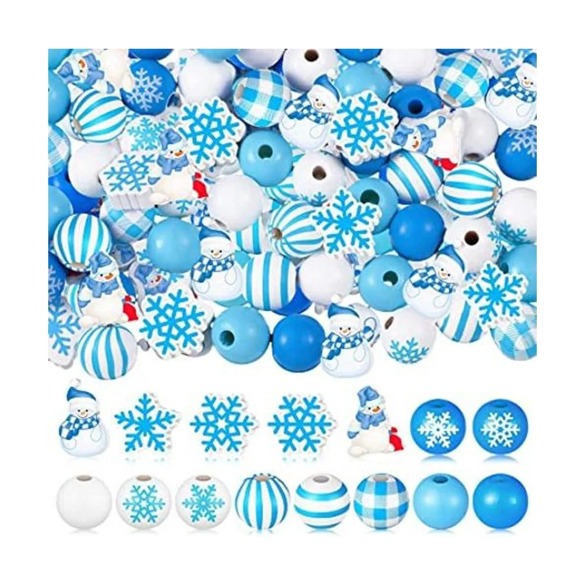 200 cuentas de madera de Navidad copos de nieve de_1