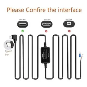 Dash Cam Kit de cable duro USB C para coche cargador de_2