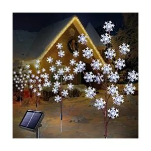 Juego de 4 piezas de 80 luces LED solares de copo de nieve_1