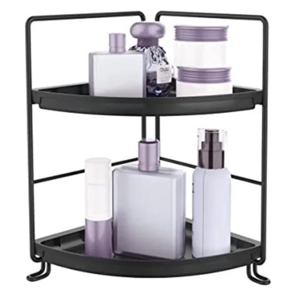 2 Tier Corner Bathroom Countertop Organizer Stackable_1