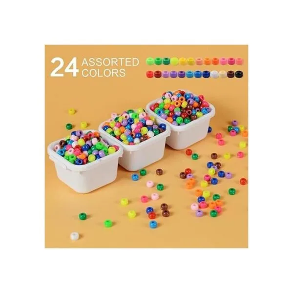 Juego de 3600 cuentas de poni de plástico multicolor de_2